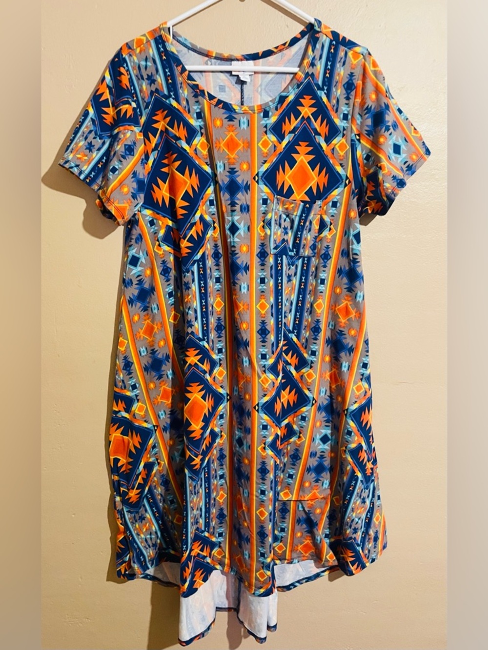 LuLaRoe Aztec Print Dress in Navy, Orange & Teal